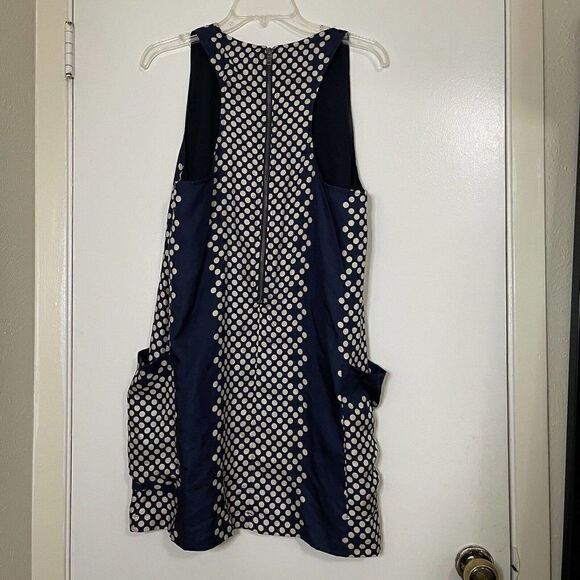 SEA New York Navy Blue Polka Dot Silk Short Shift sleeveless dress size US 10 - Picture 8 of 8